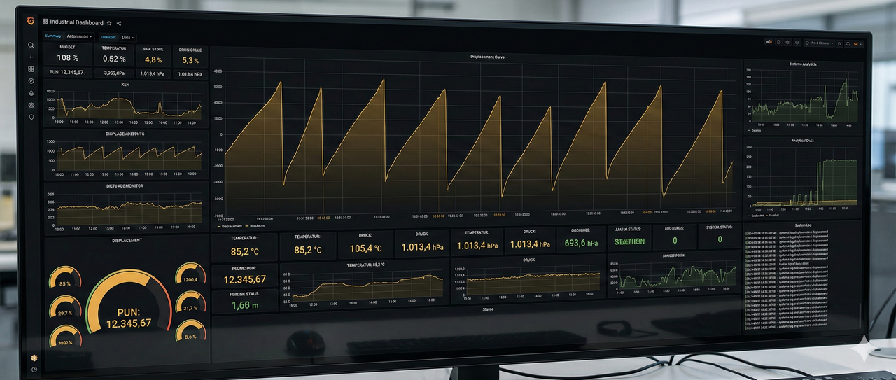 PUN dadoscope monitoring dashboard showing sawtooth waveform patterns