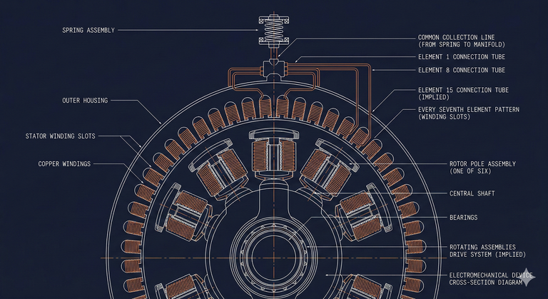 Technical cross-section diagram of PUN internal assembly